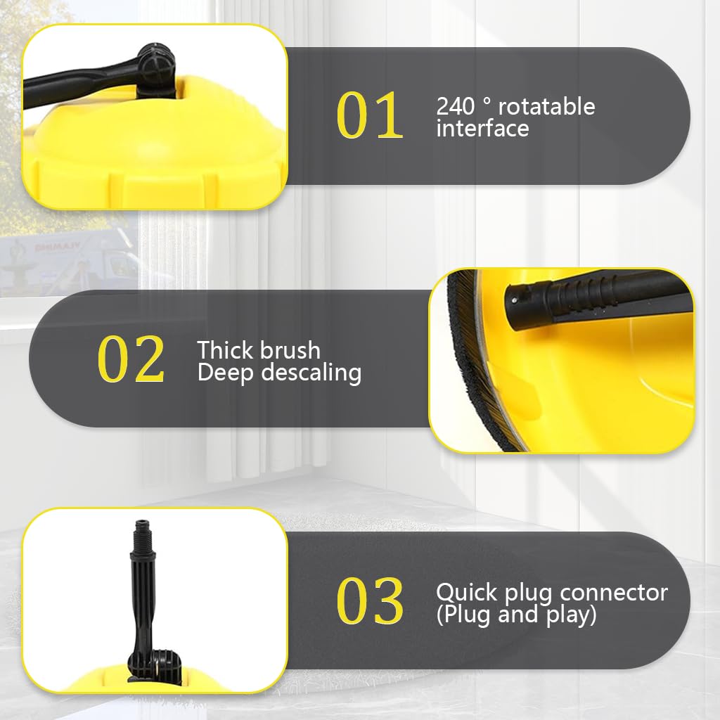 HASTHIP Pressure Washer Floor Brush for Kärcher K1 K7 with 360° Rotating Head & Dual Water Nozzles