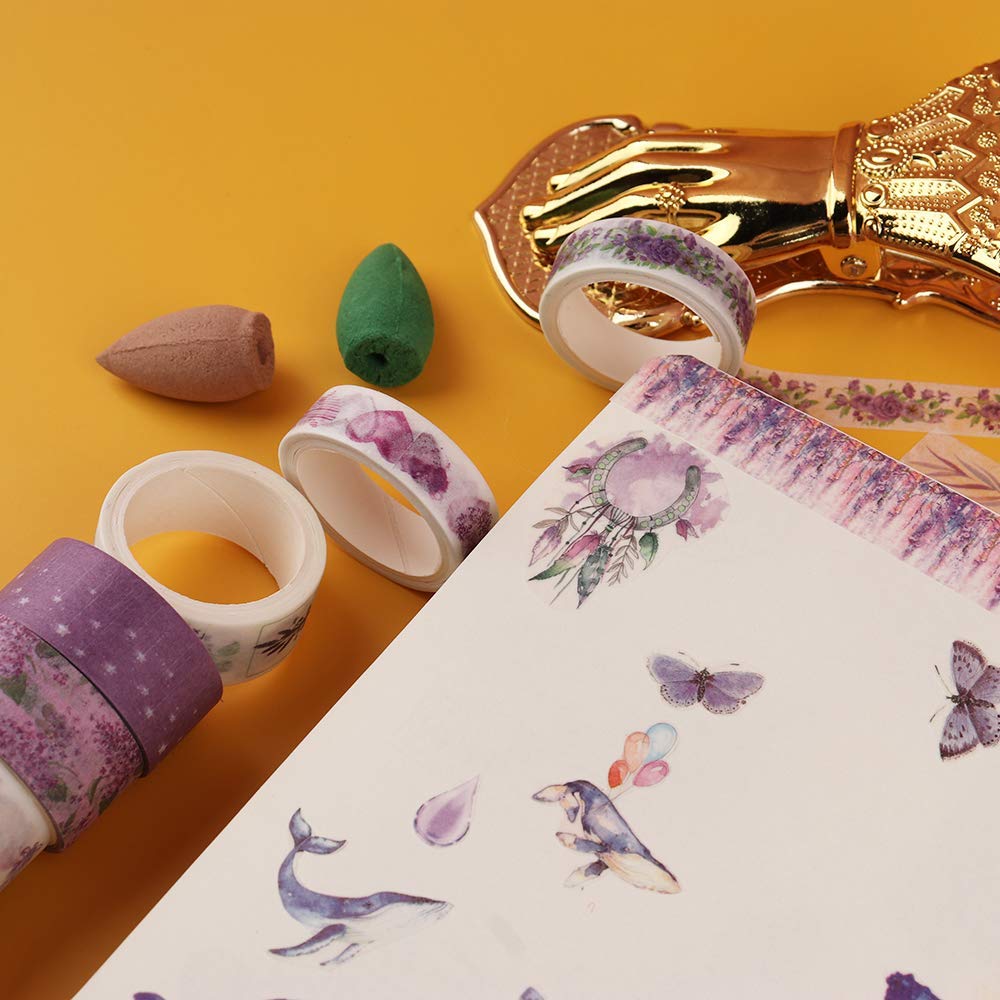 HASTHIP 20 Rolls Washi Tape Set, Vinatge Masking Tape with 3 Sizes 10/15/30mm Wide, Bullet Journal, Planners, Scrapbooking (c4)