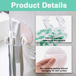 HASTHIP Wall Toothbrush Holder for Bathroom with 4 Slots and Central Toothpaste Organizer | Self-Adhesive Floral and Cactus Design Pack of 2