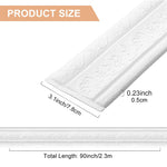 HASTHIP® Peel Stick 3D Foam Molding Trim Self Adhesive, Crown Wallpaper Border Flexible, DIY Wall Edging for Home & Hotel, Flexible Wall Base Moulding Trim Mirror Border Wall Lines, 2.3 M x 7.8 CM