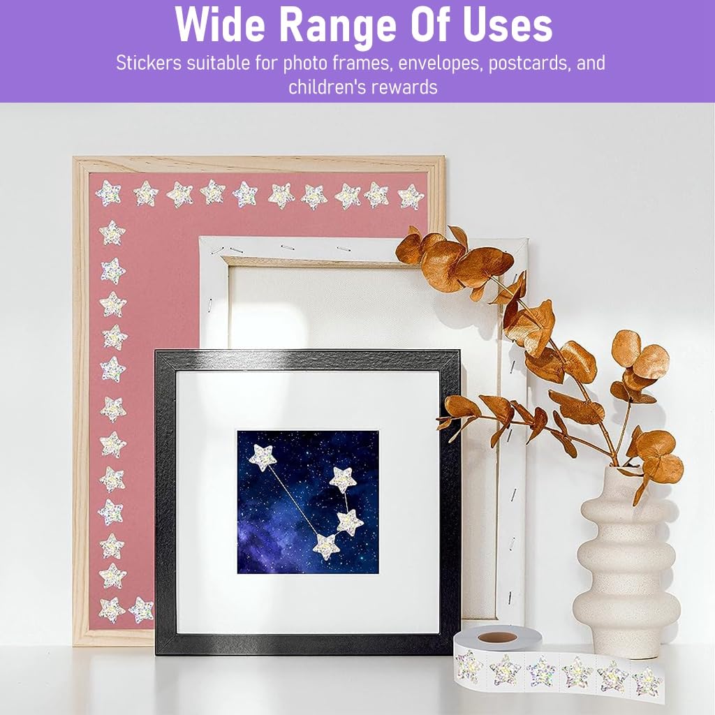 HASTHIP Star Stickers for Reward Charts with Holographic Glitter Surface 500 pcs 1 in | Sparkly Incentive Decor for Kids Teachers and School