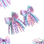 HASTHIP® Lazos para el Pelo Niñas 2 Piezas - Lazos de Cinta Curly Estilo Princesa, Pinzas Elegantes para Cabello, Accesorios Bonitos Regalo Niñas, Color Púrpura