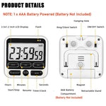 HASTHIP Digital Timer for Kitchen Study and Workout featuring 24h Countdown & Magnetic Back | Battery Powered Alarm Clock