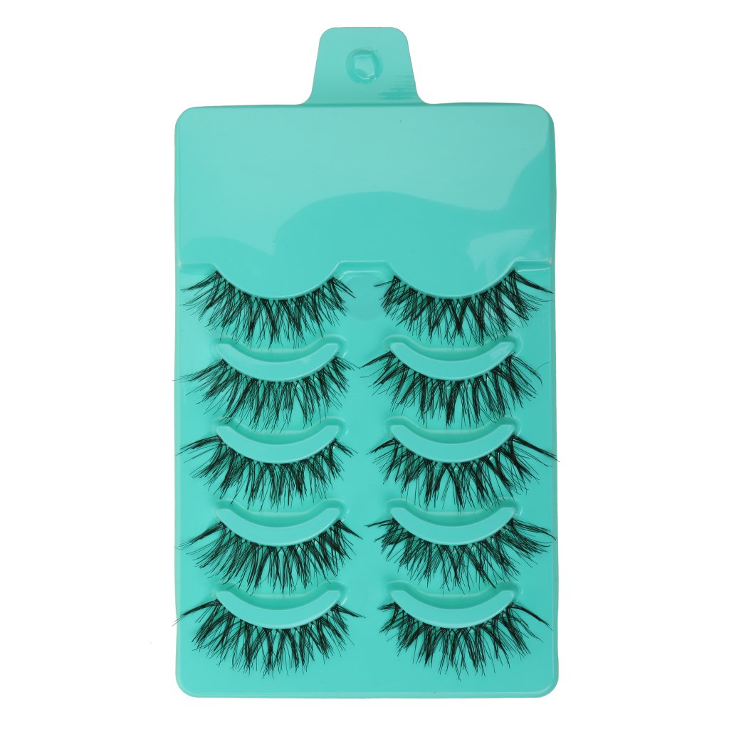 Supvox 5 Pairs Beauty Makeup Handmade Messy Cross Style False Eyelashes Green