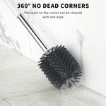 HASTHIP Silicone Toilet Brush Set for Bathroom with 17cm Long Handle and Ventilated Holder | Flexible Bristles Cleaner