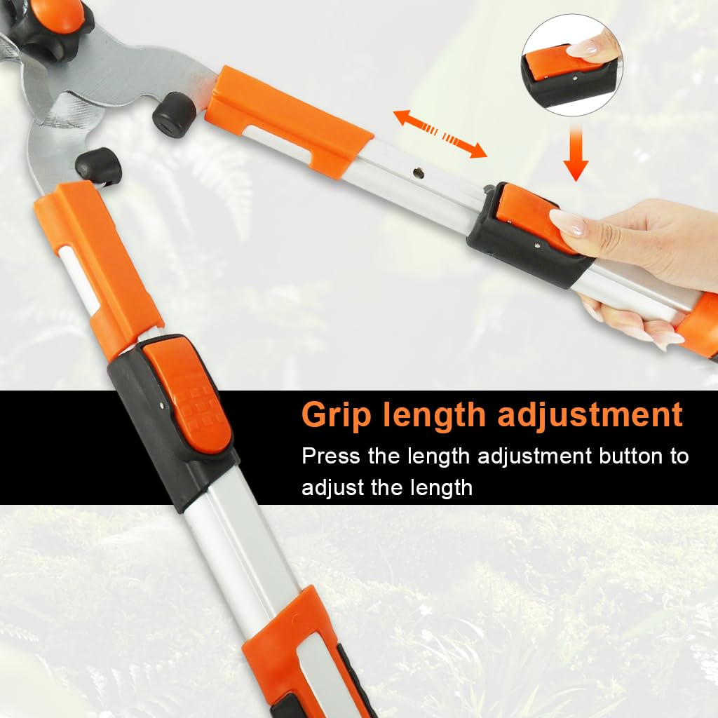 HASTHIP Telescopic Hedge Shears for Garden Pruning with SK5 Steel Blades and Non Slip Grip 27.9–34.2 in