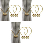 HASTHIP Curtain Tiebacks for Living Room and Bedroom with Strong Magnetic Closure | 16 in Rope 3 pcs Gold Polyester