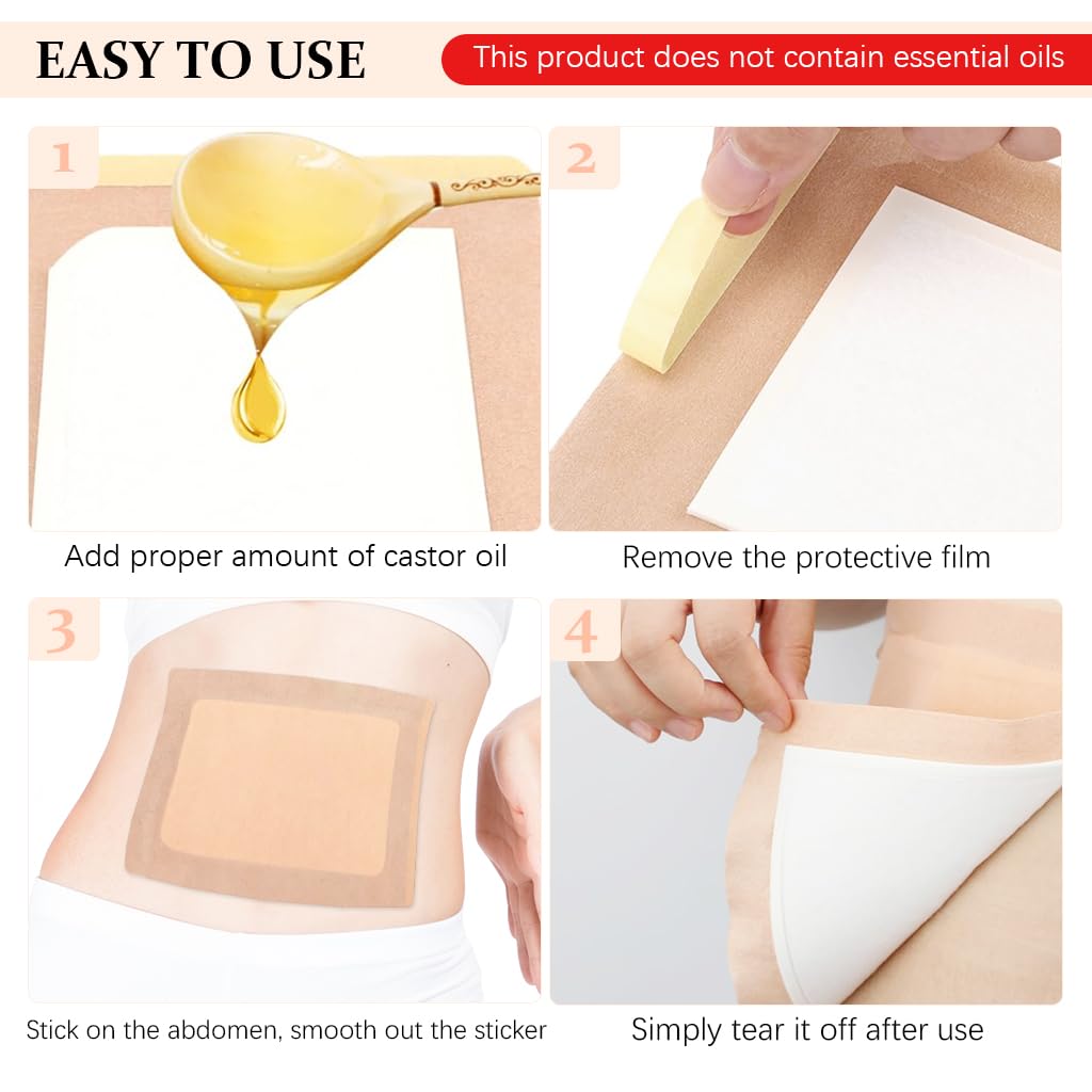 HASTHIP® 10Pcs Castor Oil Patches Anti Leakage, No Wash (Oil Not Included)