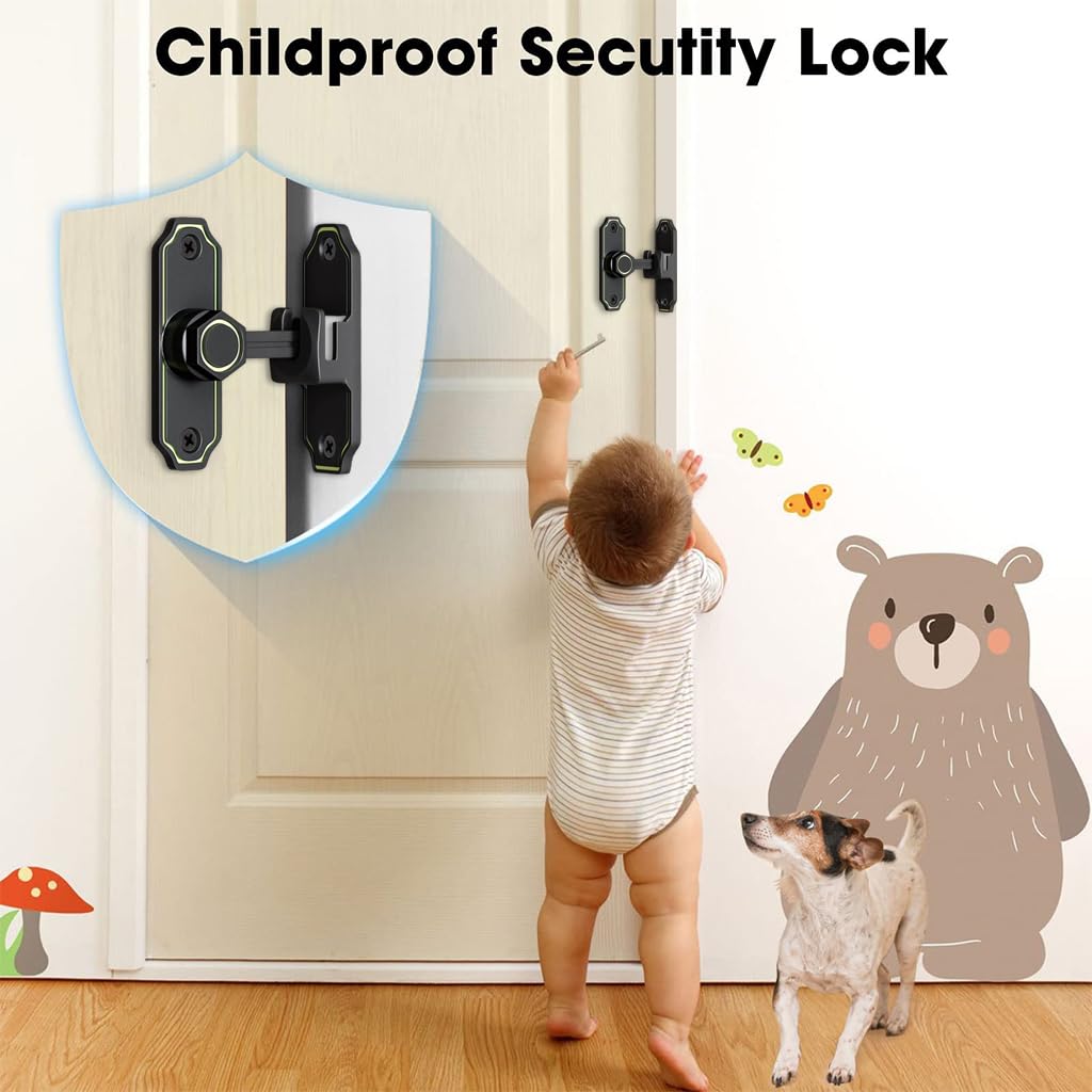 HASTHIP Door Latch for Gates Doors and Cabinets with 90° 180° Design | Glow in the Dark Zinc Alloy Lock