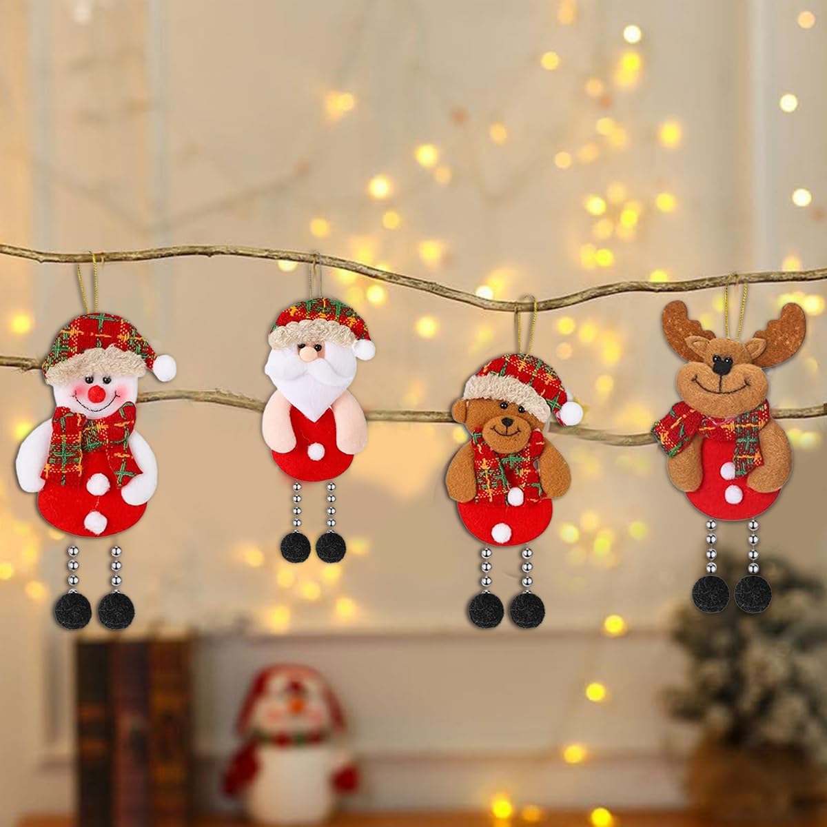 HASTHIP Christmas Tree Decorations for Home and Office featuring 4pcs 17x7cm Fabric Ornaments