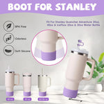 HASTHIP® Tumbler Cup Accessories Set for Stanley, 6Pcs Stylish Drinking Cup Accessories, Sweet Bow Beaded Cup Chain Handle, Bottom Sleeve Purple Bow Straw Charm, Straw Tip Cover, Cute Plush Charm