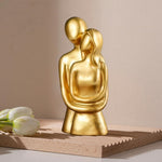 HASTHIP Romantic Couple Desk Statue for Home Decor with 1.96x4.21 in Golden Resin Finish