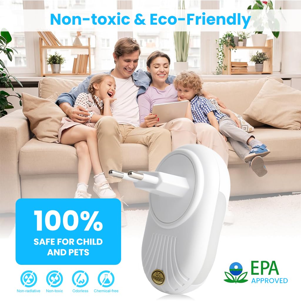 HASTHIP Ultrasonic Pest Repeller for Indoor Use with Dual Frequency Modes and Blue LED | Child & Pet Safe Plug‑in Control