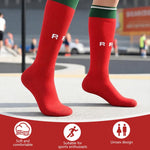 HASTHIP® Sport Compression Football Socks, Portugal Special Edition Football Socks, High Elastic Moisture Wicking Soccer Socks with Striped Cuff, Athletic Over the Calf Dress Socks, Size - M