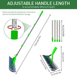 HASTHIP Garden Rake for Lawn Care with 170cm Adjustable Handle & Dual-Edge Steel Design