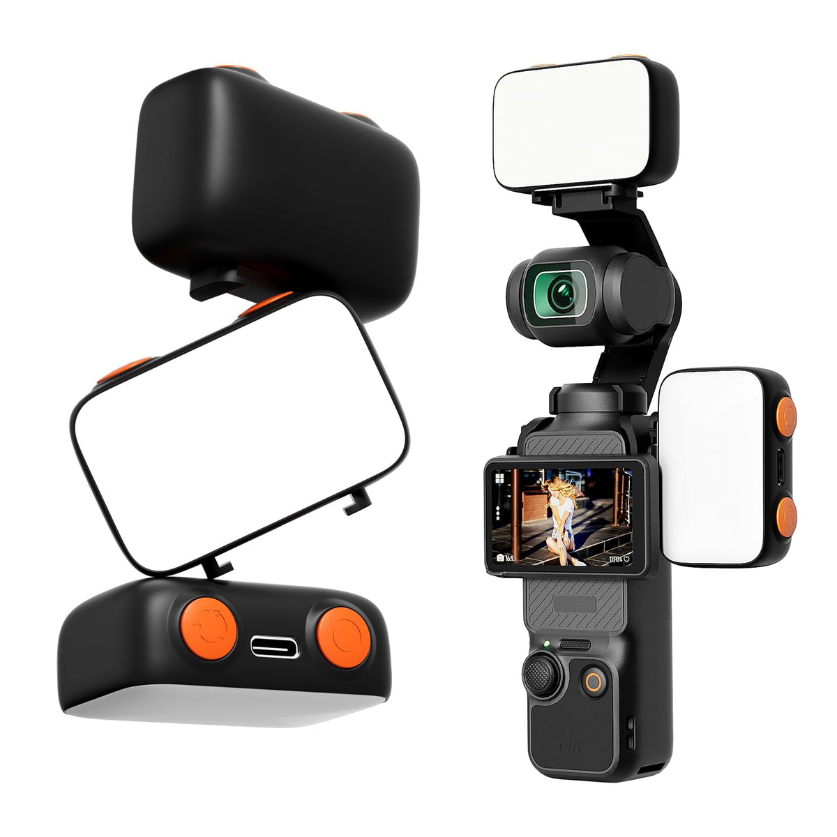 HASTHIP® Luz de Relleno LED Magnética para dji Osmo Pocket 3 y Pocket 2,Luz Compacta y Portátil con 3 Tonos Niveles de Brillo,Iluminación Recargable Tipo C 800mAh para Selfie Video Vlog