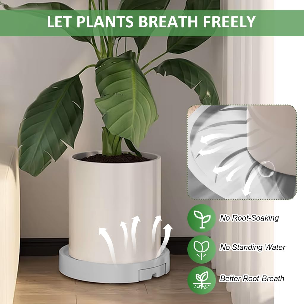 HASTHIP Plant Caddy for Indoor & Outdoor Pots featuring 360° Rotatable Wheels and 8.66 in Tray