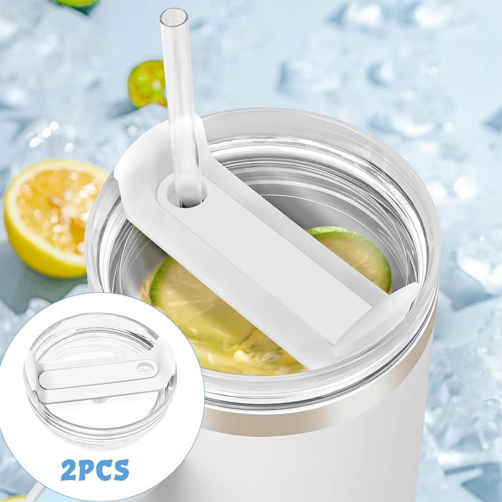 HASTHIP 40 oz Tumbler Lid Replacement for Stanley Cup with Straw Hole and Spill Proof Seal | 2 Pack Clear BPA Free Covers