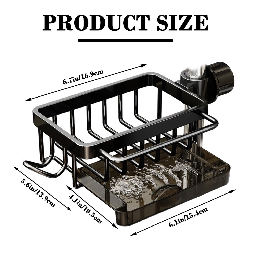 HASTHIP Kitchen Sink Organizer for Faucet with Pull Out Drip Tray and Screw Fixed Mount | Aluminum Storage Rack