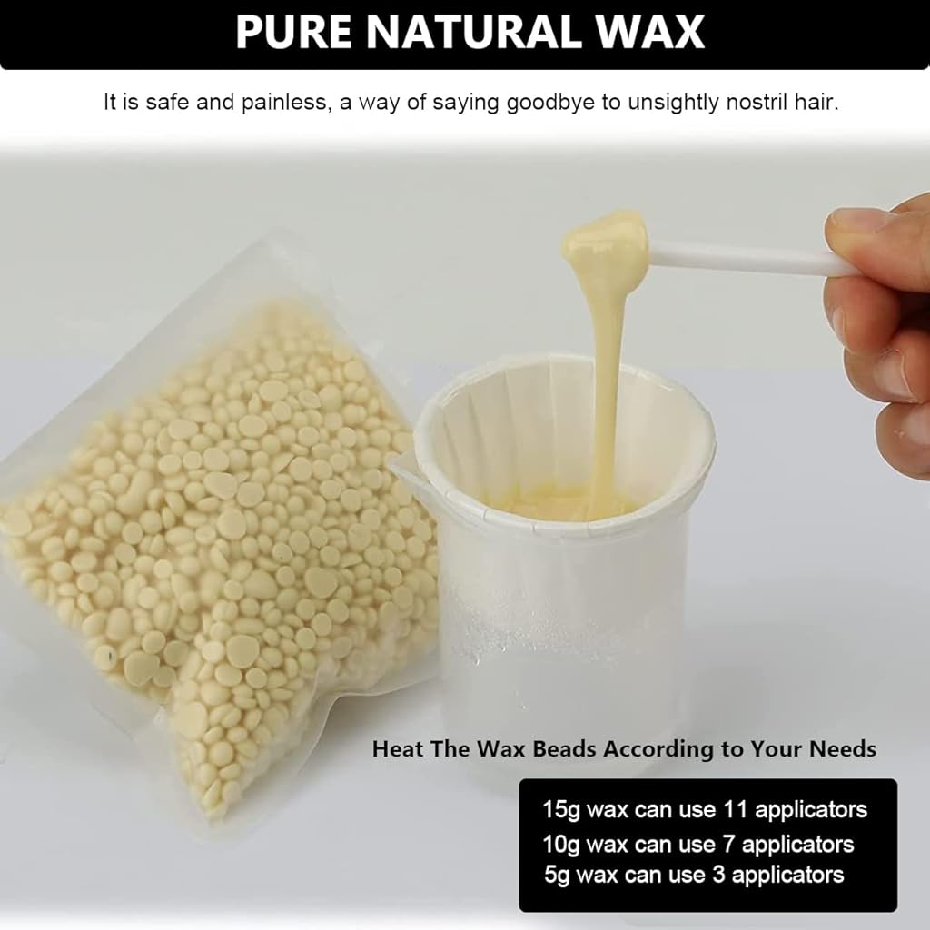 HASTHIP® Kit de Cera para Nariz para Hombres y Mujeres,Cera Natural Eliminación del Vello Nasal,Kit de Depilación Sin Dolor con 100g y Aplicadores Uso Rápido Fácil en Casa