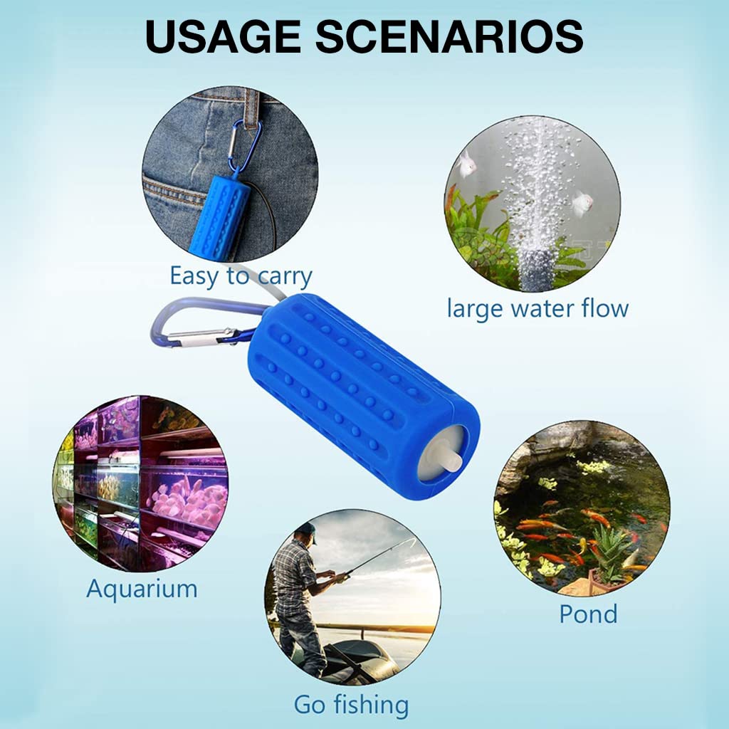 HASTHIP® Bomba de Aire Acuario Silenciosa y Portátil USB con Piedra de Aire y Manguera - Bomba Oxígeno Bajo Consumo para Peceras Viajes