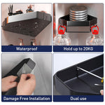 HASTHIP® Bathroom Organizer Rack Triangle Shower Caddy Double Layer Corner Organizer Shelf Rack with Hanging Hooks Stainless Steel Bathroom Rack Organizer for Toiletries,