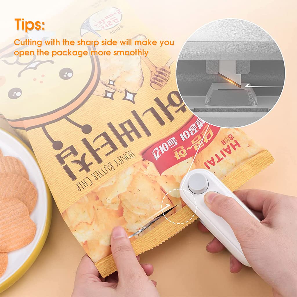 400mAh Sealer for Plastic Bags, USB Bag Sealer, 2 in 1 Hot Bond Sealer with Cutter, Magnetic Bag Sealer, Mini Bag Sealer Rechargeable Bag Sealer for Chips Snack Bag, Various Bag Food