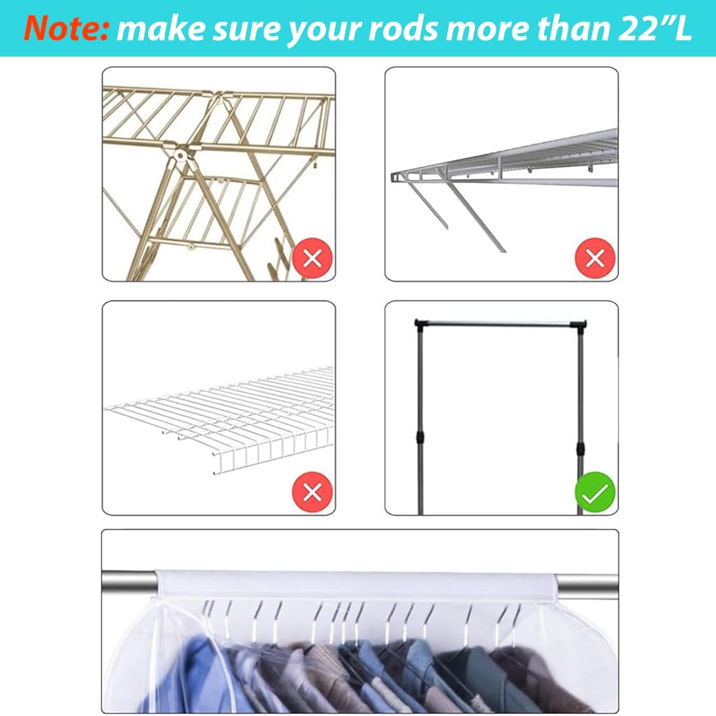 HASTHIP Hanging Garment Bag for Wardrobe Storage with Hook and Loop Closure | 60×50×120 cm PEVA Dust Cover