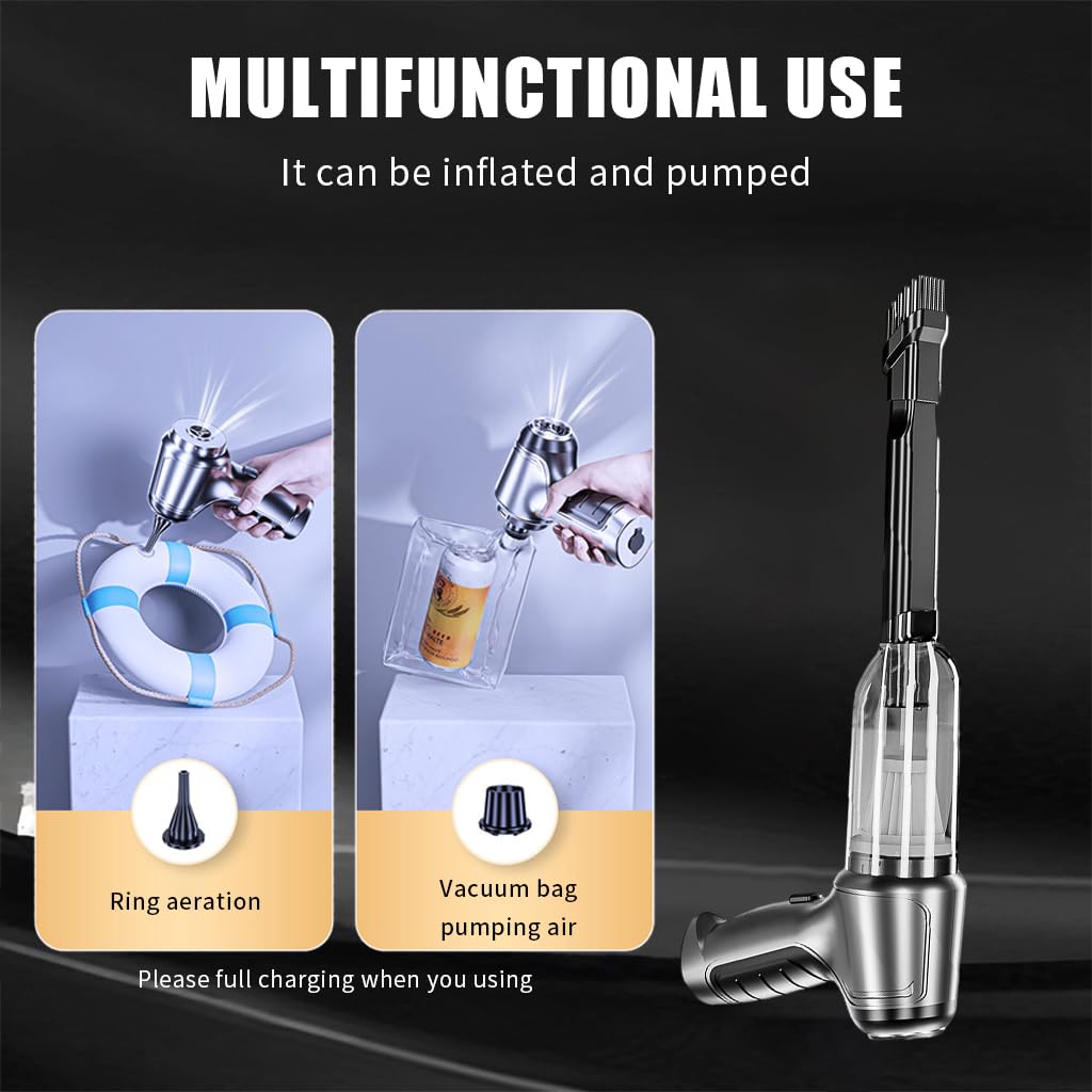 Electric Compressed Air Duster, 19000PA Handheld Cordless Air Duster, 120W 35500RPM Car Vacuum Cleaner & Multi Nozzle