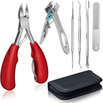 HASTHIP® Cortauñas Profesionales para Uñas Encarnadas o Gruesas,Kit de 6 Piezas con Cabezales Anchos,Herramientas de Pedicura y Cortaúñas Podiatra Acero Inoxidable