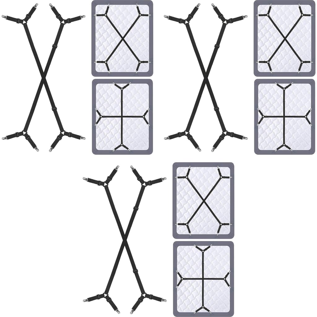 HASTHIP Bedsheet Holder 6PCS for Neat Corners with Heavy Duty Grippers and Adjustable 95–175cm Straps | Elastic Polyester Clips for All Bed Sizes