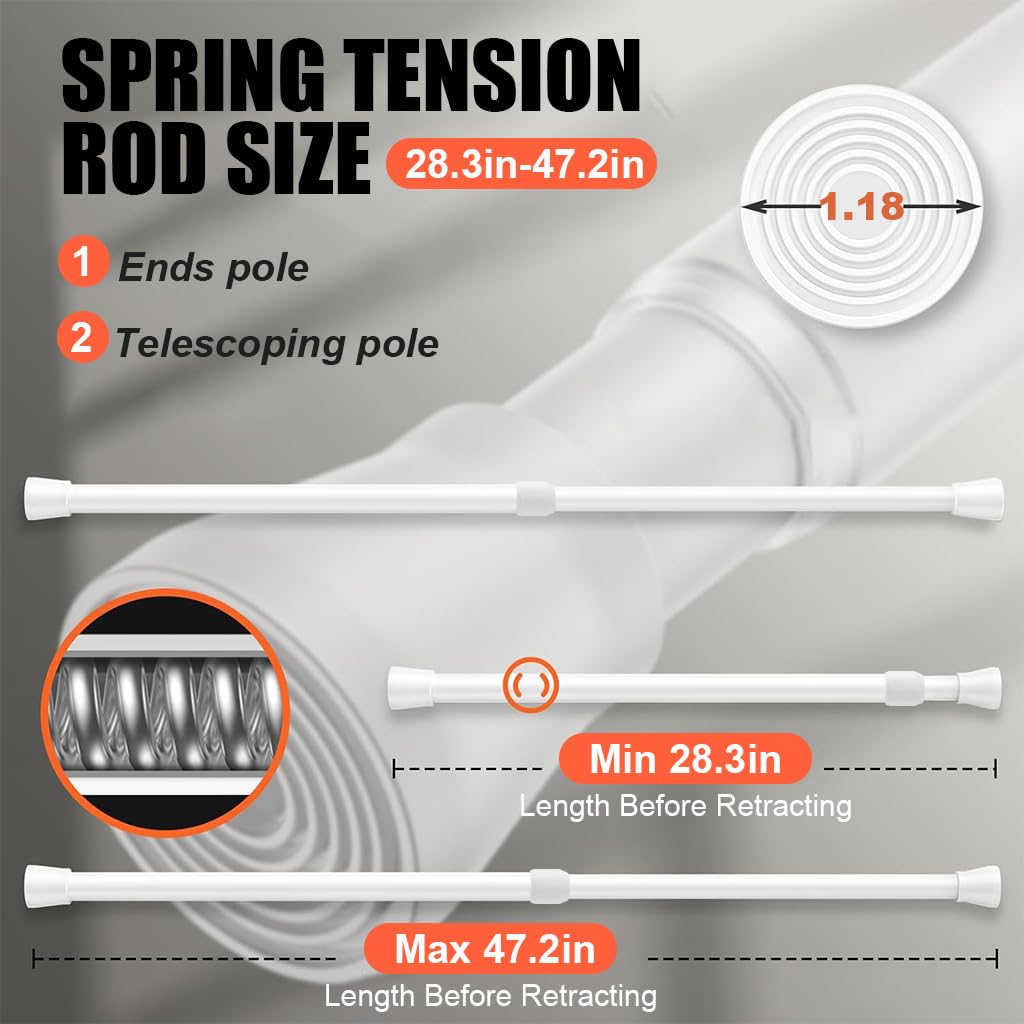 HASTHIP Retractable Curtain Rod for Windows featuring Anti Slip Support and 28.7–43 in Metal Design