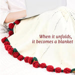 HASTHIP Crochet Flower Blanket for Couch Gift featuring 3D Rose Edge and 43 in Diameter