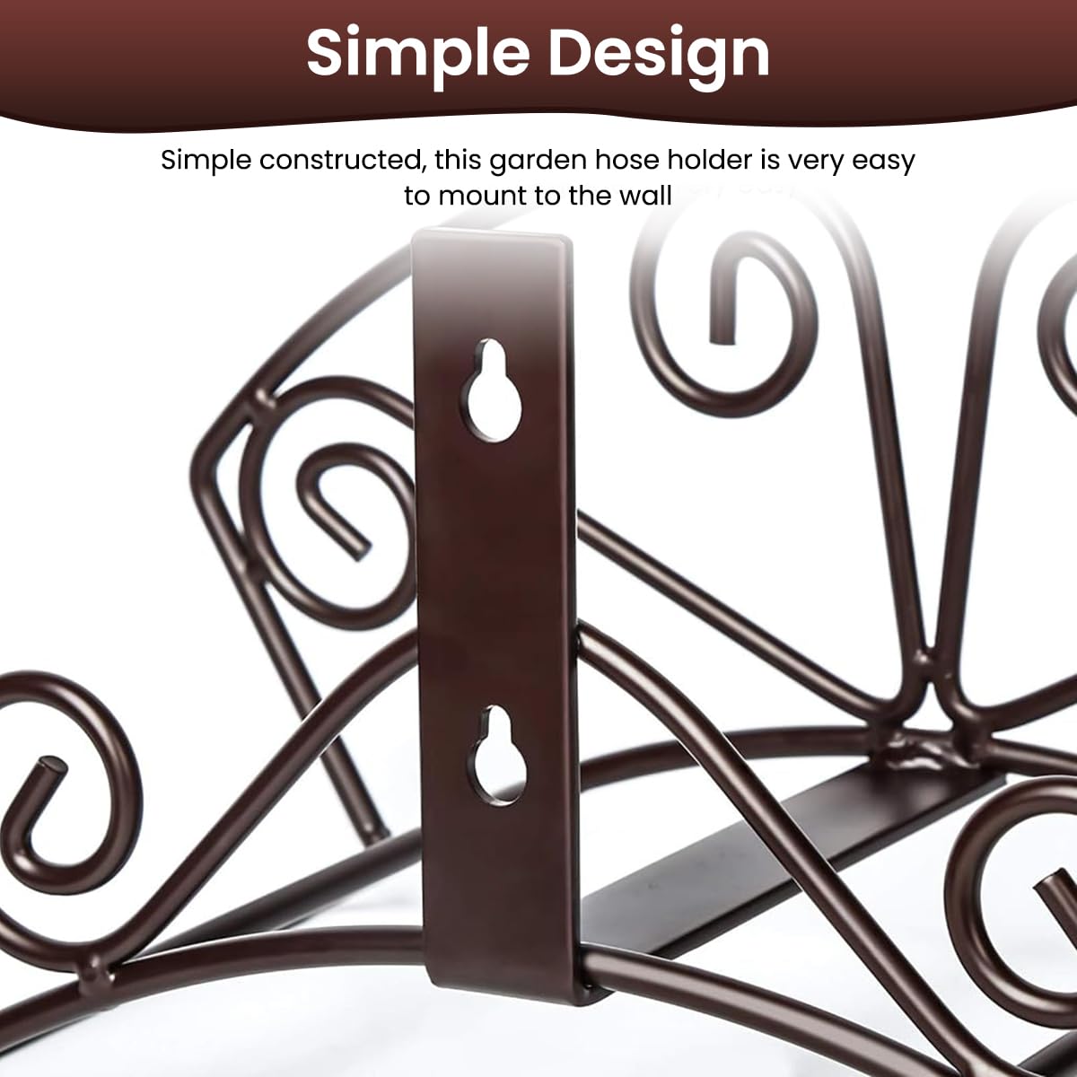 HASTHIP Garden Hose Hanger for Wall Mounting with Cast Iron Hook 33.5x14.5x17.8cm | Rustproof Outdoor Storage