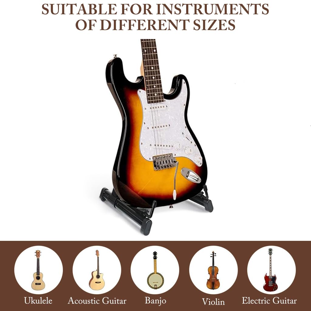HASTHIP Adjustable Guitar Stand for Acoustic and Electric Bass with Aluminum Tripod | Foldable Portable 2PCS Design