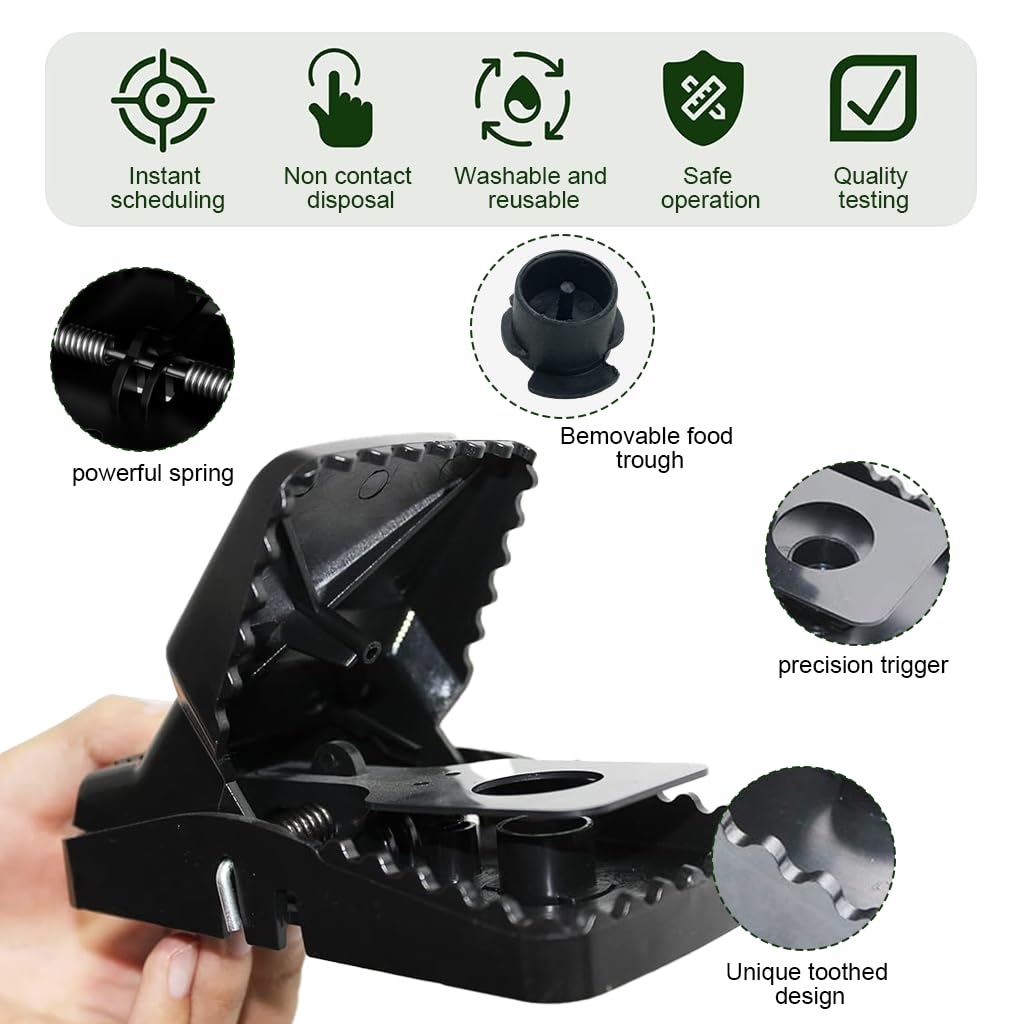 HASTHIP Mouse Traps for Home and Kitchen with Serrated Clip Teeth | 2Pcs Quick Snap Design