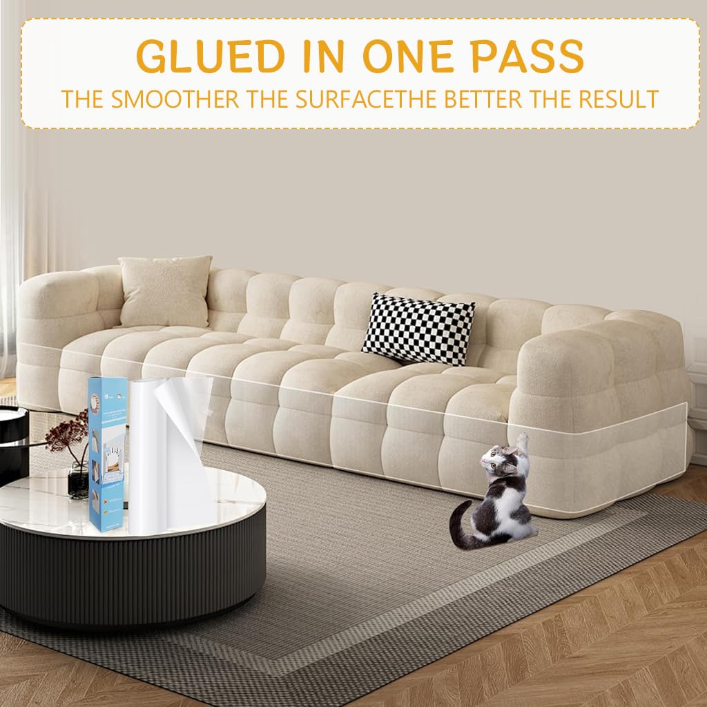 HASTHIP® Thicken Leather Couch Protector Sticker 11.8x118 Inches Transparent Thicken Furniture Anti-Scratch Protective Sticker Cuttable