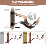 HASTHIP Curtain Rod Holders for 28mm Rods featuring Reinforced Metal Wall Brackets | 4Pcs Set