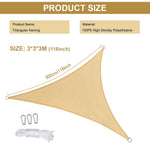 HASTHIP Sun Shade Sail for Backyard and Camping with 118 in Triangle Canopy & D Rings | Beige HDPE Outdoor Cover