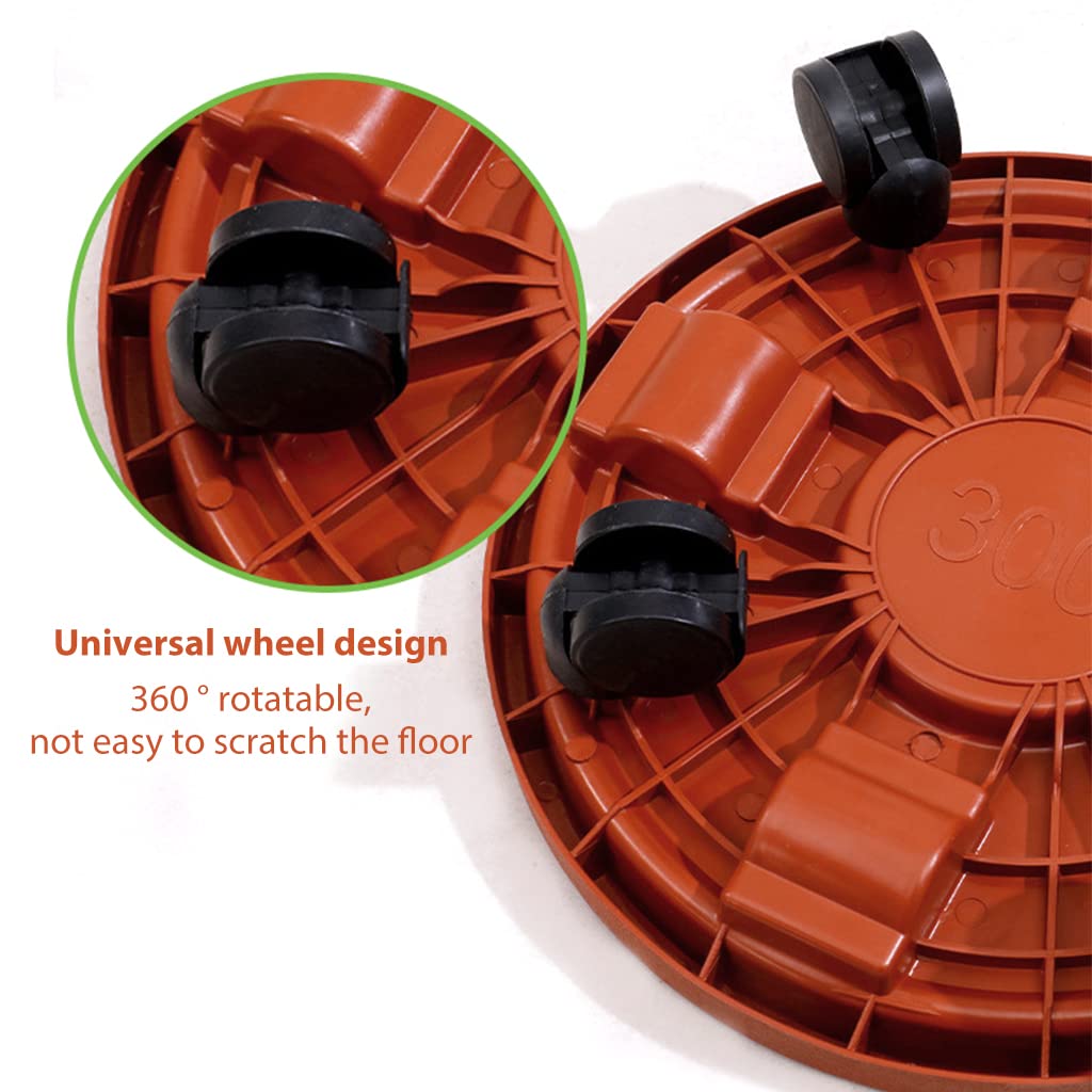 HASTHIP Plant Pot Stand for Heavy Planters featuring 360° Rotatable Wheels and 30cm Size | Food Grade PP Resin 3 PCS