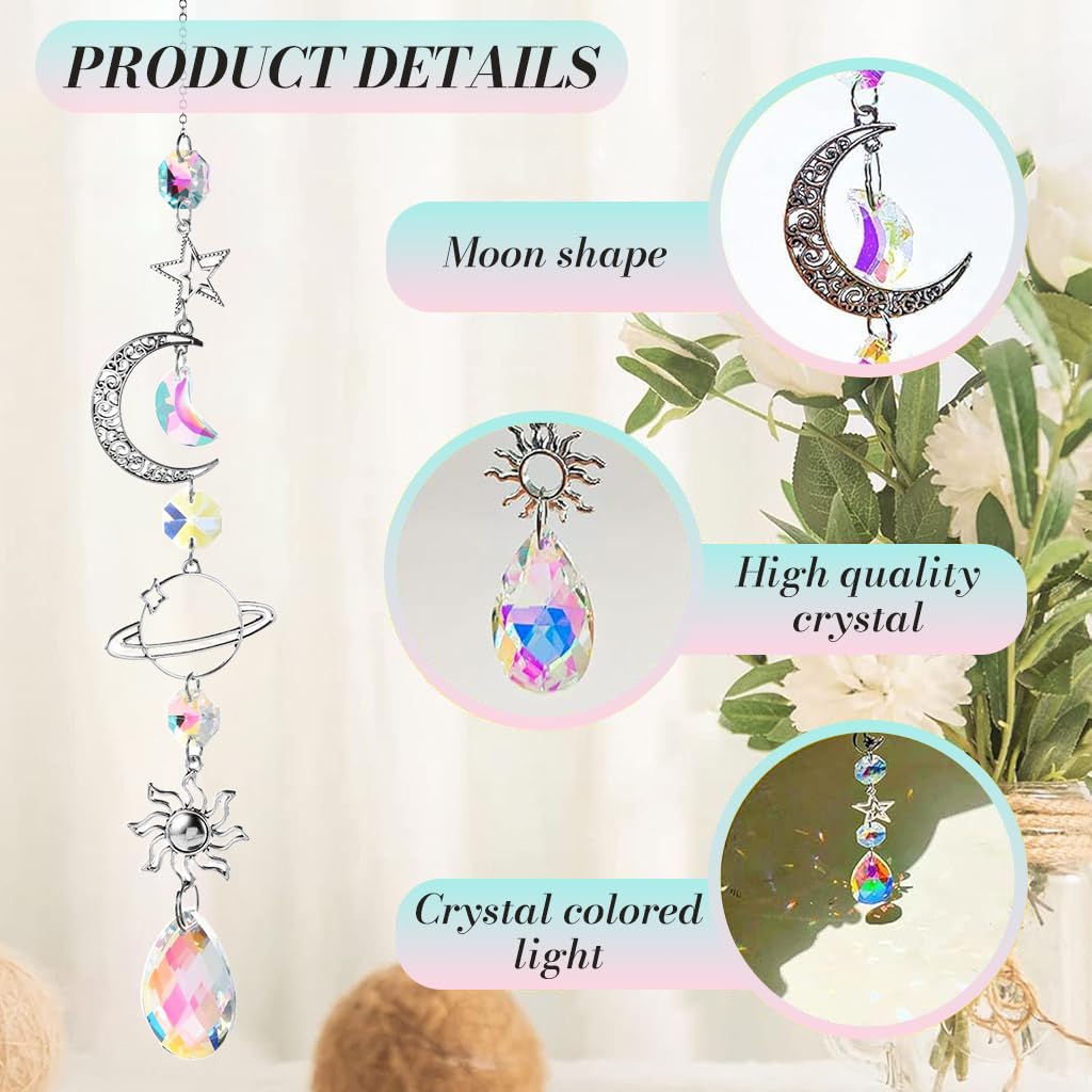 HASTHIP Sparkling Opal Moon Charm for Home Decor featuring 16.5 in Crescent Design | Auspicious Gift
