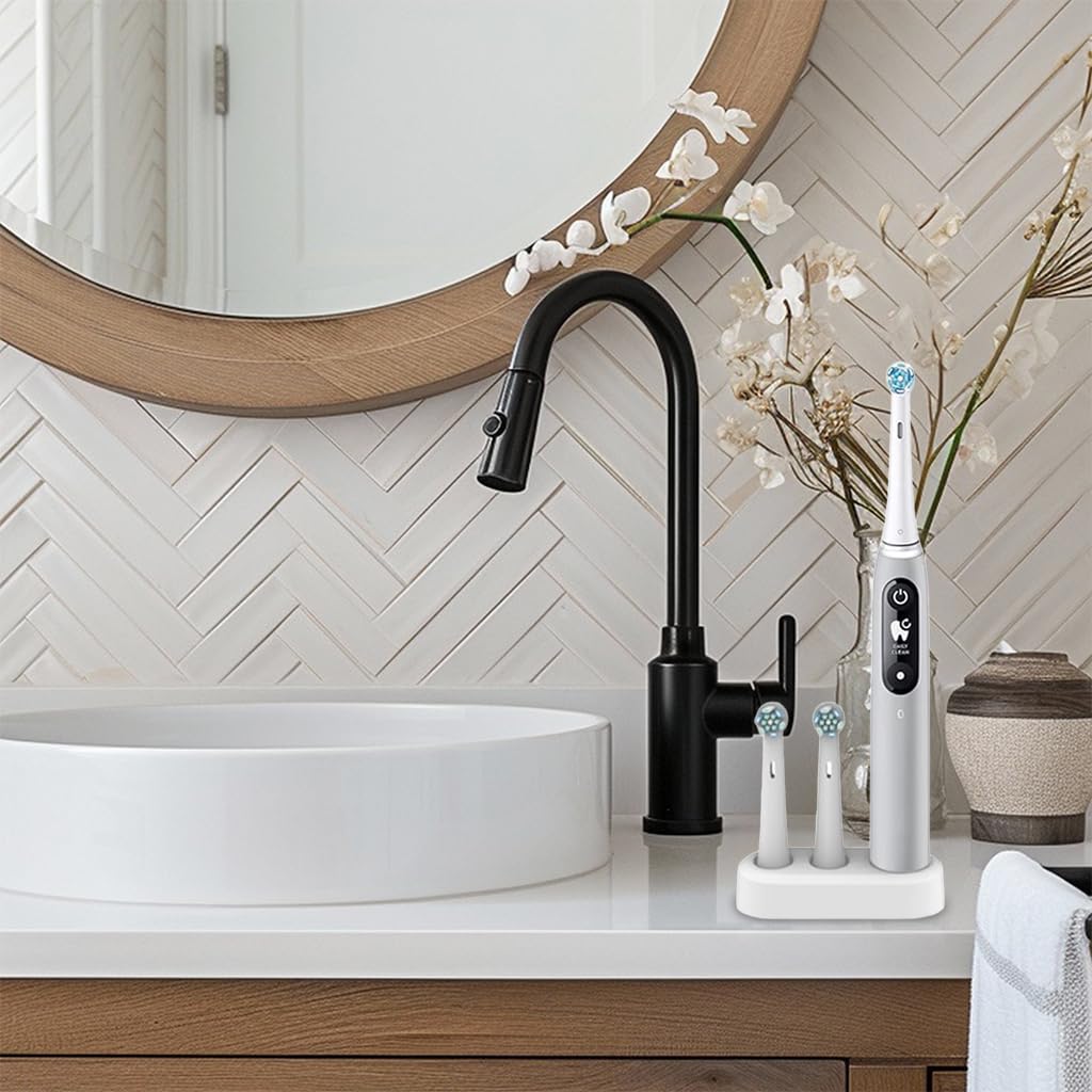 HASTHIP Electric Toothbrush Holder Stand for Bathroom Countertop with 2 Head Slots | Freestanding Organizer