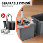 HASTHIP Self Wringing Mop with Dual Bucket System and 2 Microfiber Cloths for Wooden Floors