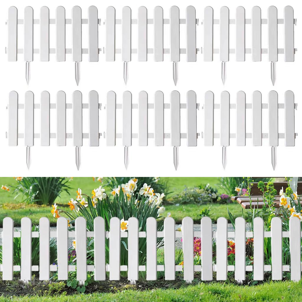 HASTHIP Garden Fence for Flower Beds with Connectable Design 50x30cm White PVC | Outdoor Border Decor