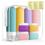 HASTHIP® Juego de Botellas de Viaje 8 Piezas,Botellas Silicona 90ml y Tarros Crema 40ml,Recargables y a Prueba Fugas para Champú,Loción Accesorios Tocador Aprobados po