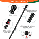HASTHIP Telescoping Flag Pole for Holiday Displays with 150cm Metal Design featuring 360° Tangle Free Mount | Stainless Steel Rustproof Holder