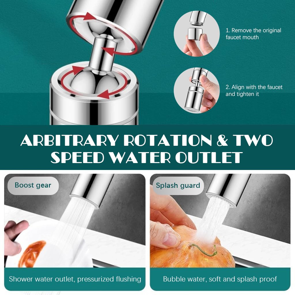 HASTHIP Tap Extender for Kitchen Sink with 360° Swivel Aerator and Dual Water Modes | 3PCS Stainless Steel Water‑Saving Attachment