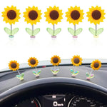 HASTHIP® 5 Piezas Mini Girasol Decoración de Coche 2.36 Pulgadas Colgante Girasol de Resina Autoadhesivo Extraíble Adornos Tablero y Escritorio,Decoración Interior Coche 2025,Regalo
