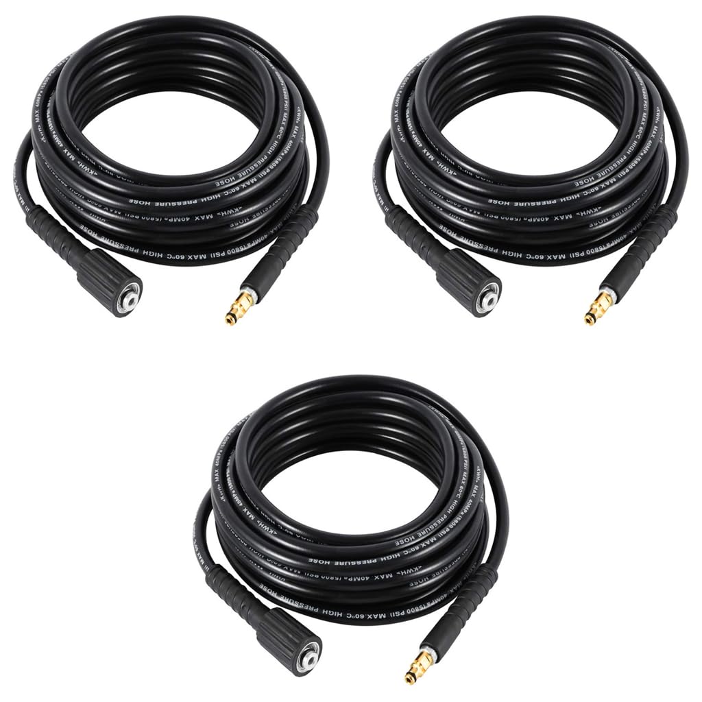 HASTHIP Pressure Washer Hose 6m 5800 PSI for Car Cleaning with PVC Construction | 3PCS