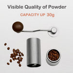 Coffee Grinder Machine Full Metal Manual Coffee Bean Grinder with Grind Size Adjust Knob 25g Capacity CNC Steel Conical Burr & Wooden Grip Handle for Camping Espresso Hand Brew Coffee Crusher